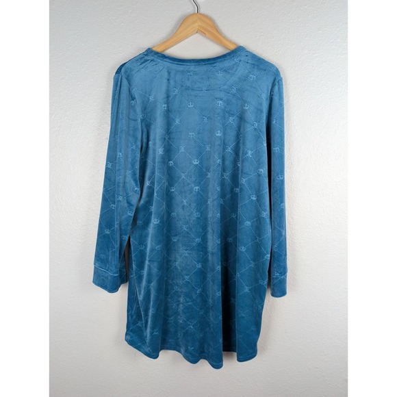 NWT Juciy Couture 1X Short Dress Aqua Velour‎ Flare L Embossed Crowns Scoop Neck - Picture 3 of 9